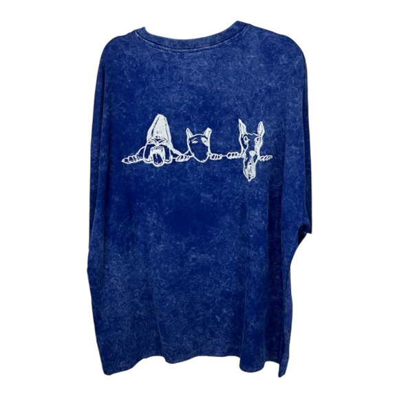 Dogg Supply Co Snoop Dogg T-Shirt Blue Acid Wash SGraphic Tee Dogs on Fence - Picture 3 of 10